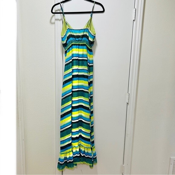 Banana Republic Blue Green Striped Maxi Sundress in Women's Size 2 - Picture 6 of 8